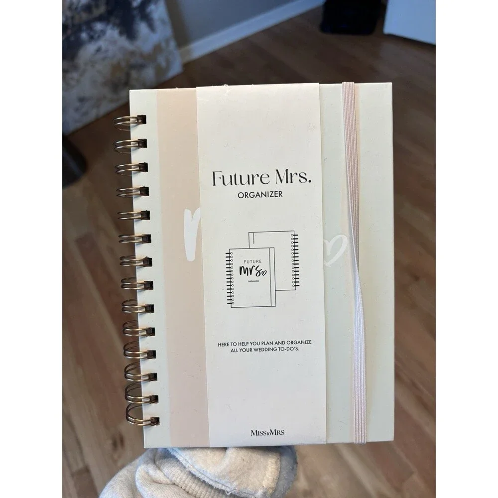 Miss To Mrs Future Mrs. Organizer Wedding Planner Spiral Bound with Zipper Pouch